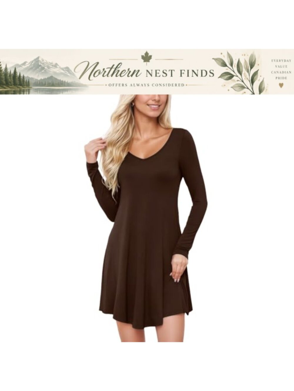 Women's Long Sleeve V Neck Casual Shift Dress Polyester Spandex